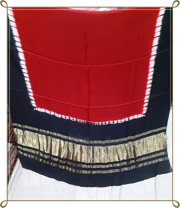 Pure Modal Silk Plain Dupatta with Silk Tissue Pallu - Leheriya