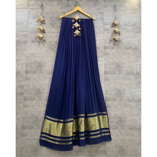 Pure Modal Silk Plain Dupatta with Silk Tissue Pallu - Leheriya