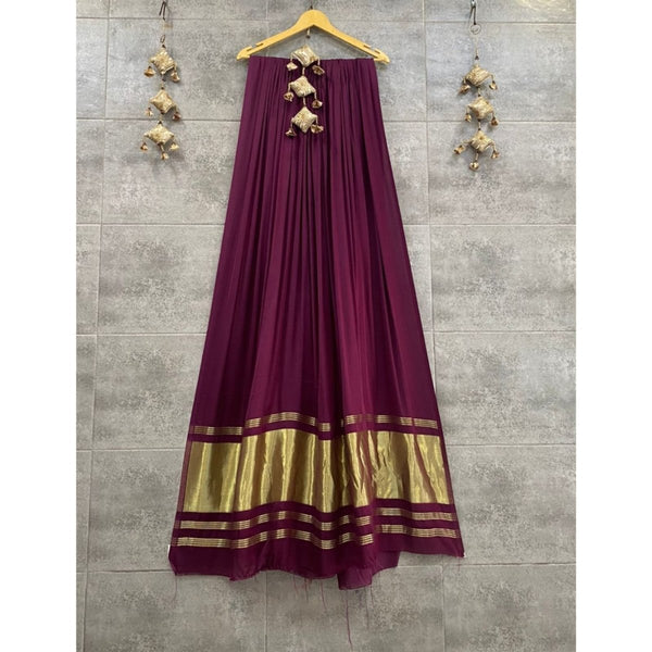 Pure Modal Silk Plain Dupatta with Silk Tissue Pallu - Leheriya