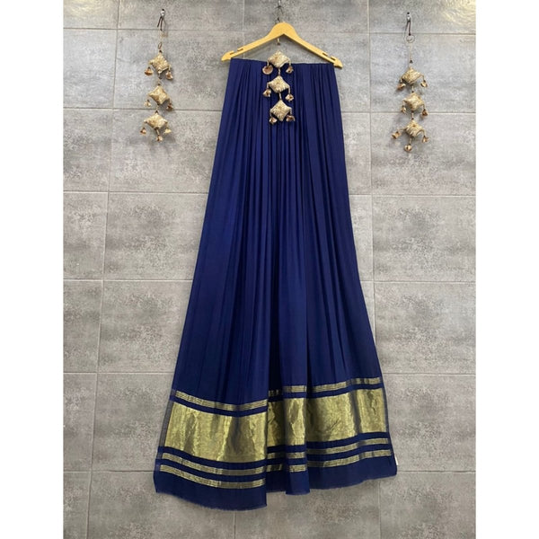 Pure Modal Silk Plain Dupatta with Silk Tissue Pallu - Leheriya