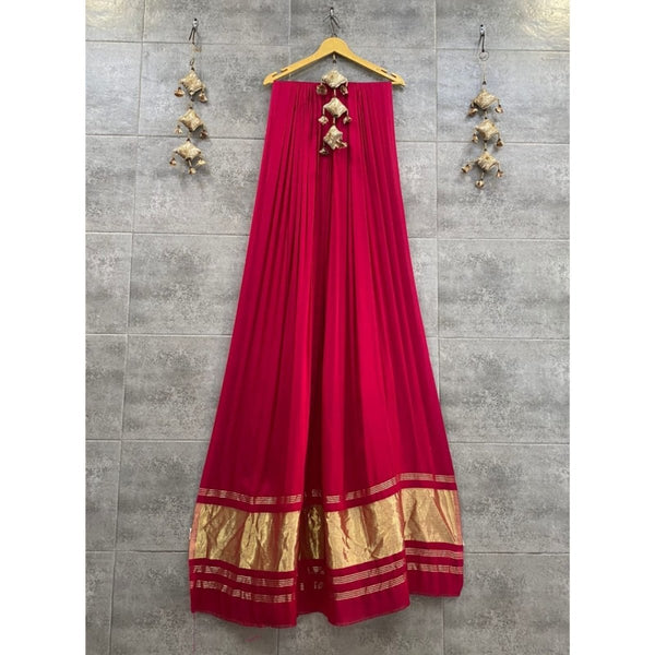 Pure Modal Silk Plain Dupatta with Silk Tissue Pallu - Leheriya