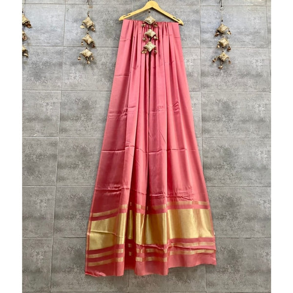 Pure Modal Silk Plain Dupatta with Silk Tissue Pallu - Leheriya