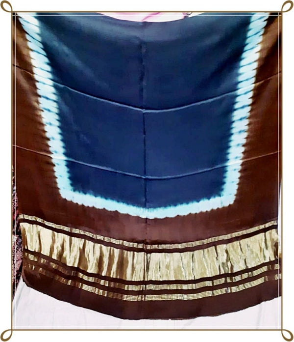 Pure Modal Silk Plain Dupatta with Silk Tissue Pallu - Leheriya