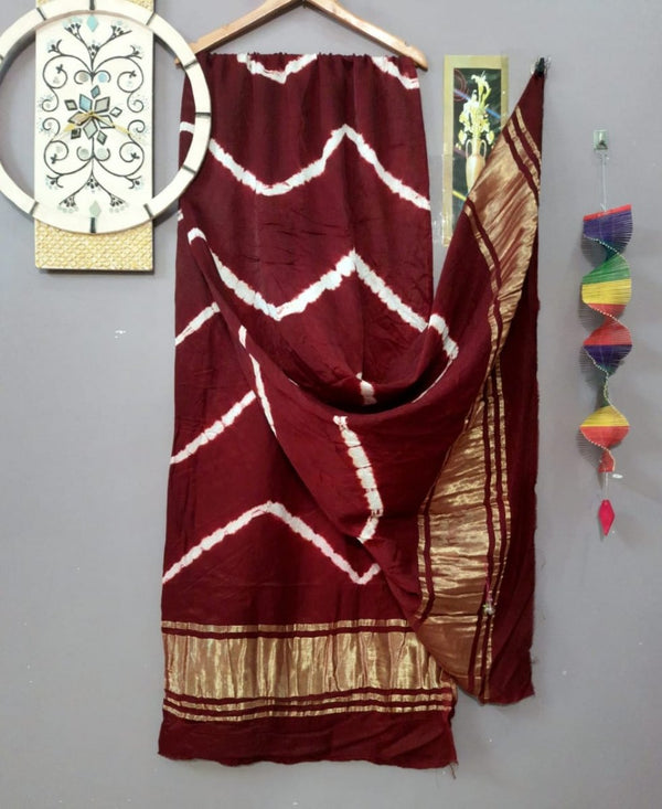 Pure Modal Silk Shibori Dupatta Lagdi Patto - Leheriya