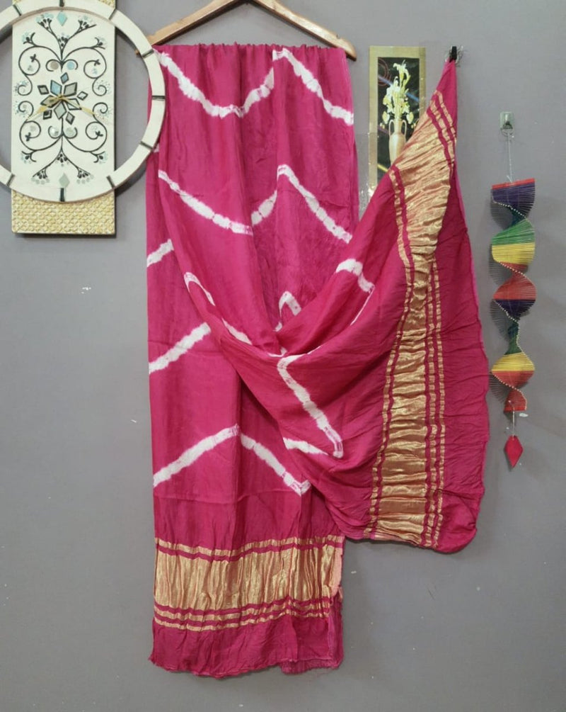 Pure Modal Silk Shibori Dupatta Lagdi Patto - Leheriya