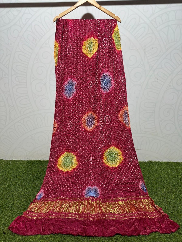 Pure Modal Silk Tie & Dye Hand Bandhani Dupatta - Leheriya