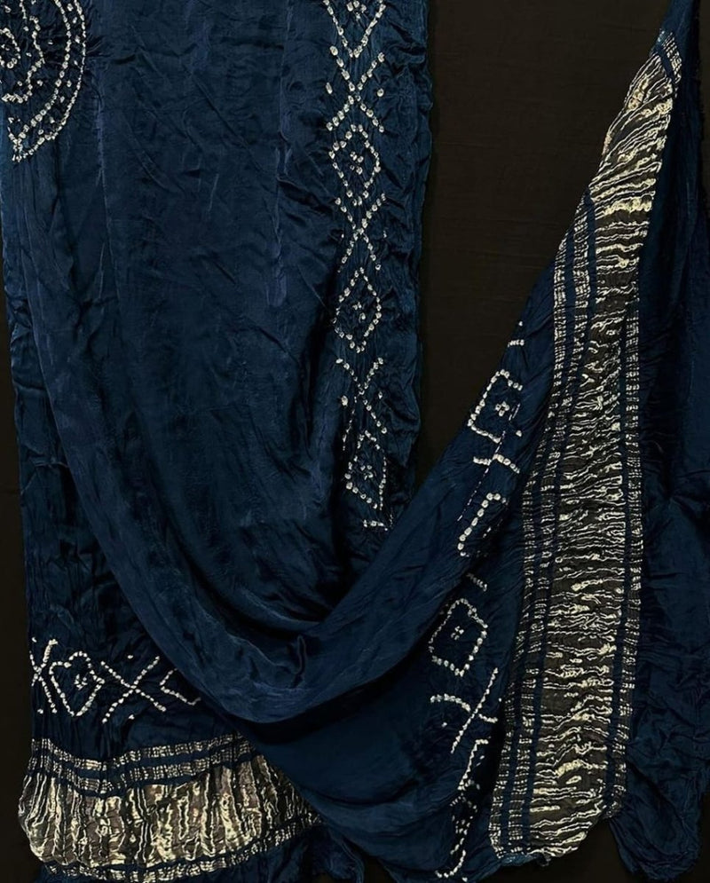 Pure Modal Silk Tie & Dye Hand Bandhani Dupatta - Leheriya