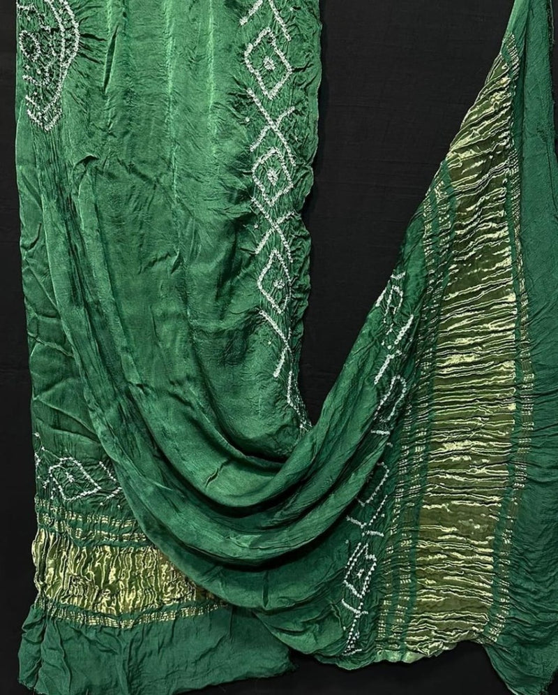 Pure Modal Silk Tie & Dye Hand Bandhani Dupatta - Leheriya