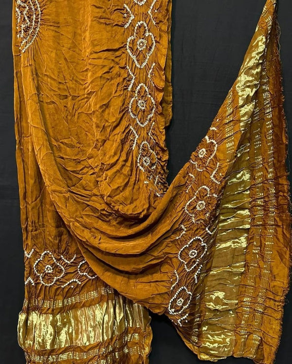 Pure Modal Silk Tie & Dye Hand Bandhani Dupatta - Leheriya