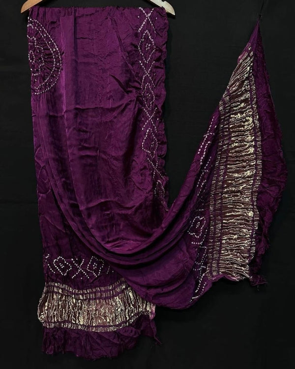 Pure Modal Silk Tie & Dye Hand Bandhani Dupatta - Leheriya