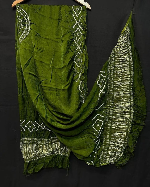 Pure Modal Silk Tie & Dye Hand Bandhani Dupatta - Leheriya