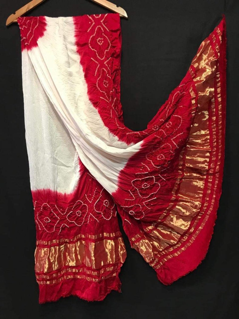 Pure Modal Silk Tie & Dye Hand Bandhani Dupatta - Leheriya