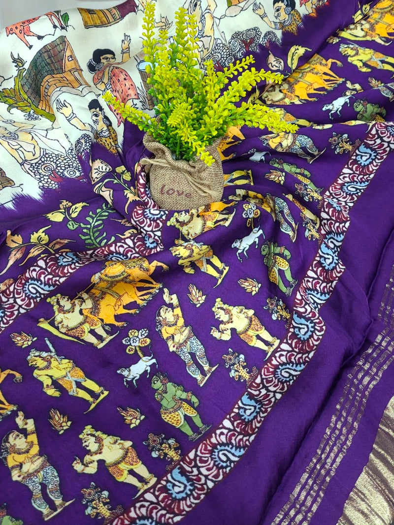 Pure Silk Patola Digital Print Dupatta with Lagdi Patta - Leheriya