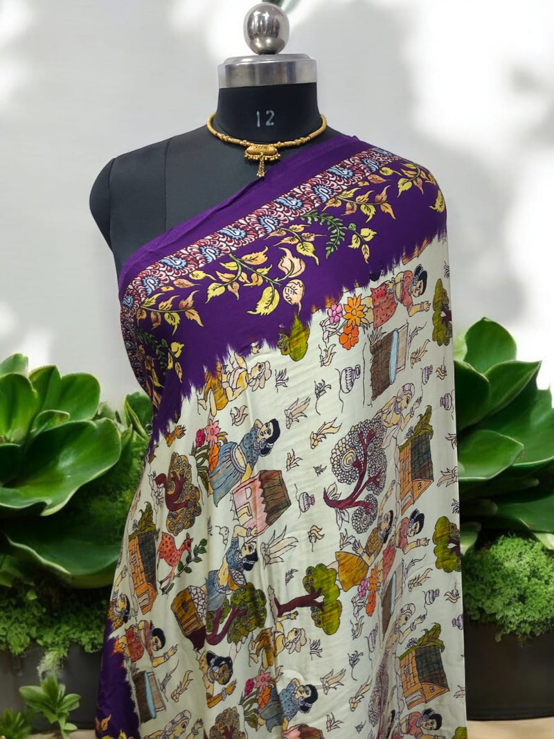 Pure Silk Patola Digital Print Dupatta with Lagdi Patta - Leheriya