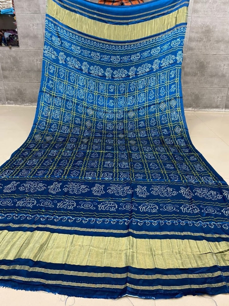 Pure Silk Patola Digital Print Dupatta with Silk Tissue Pallu - Leheriya