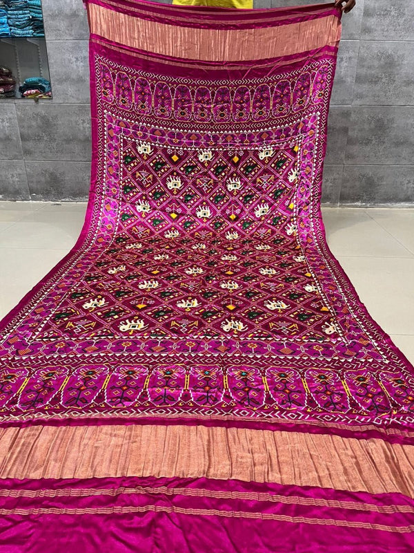 Pure Silk Patola Digital Print Dupatta with Silk Tissue Pallu - Leheriya