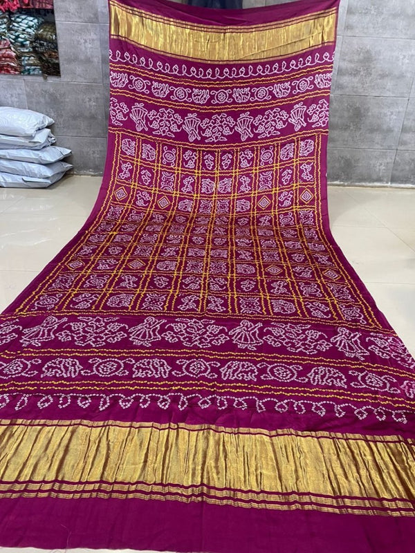 Pure Silk Patola Digital Print Dupatta with Silk Tissue Pallu - Leheriya