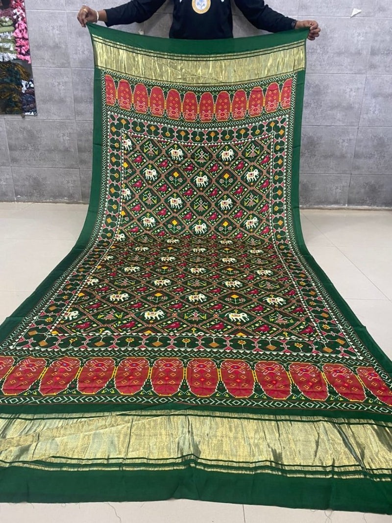 Pure Silk Patola Digital Print Dupatta with Silk Tissue Pallu - Leheriya