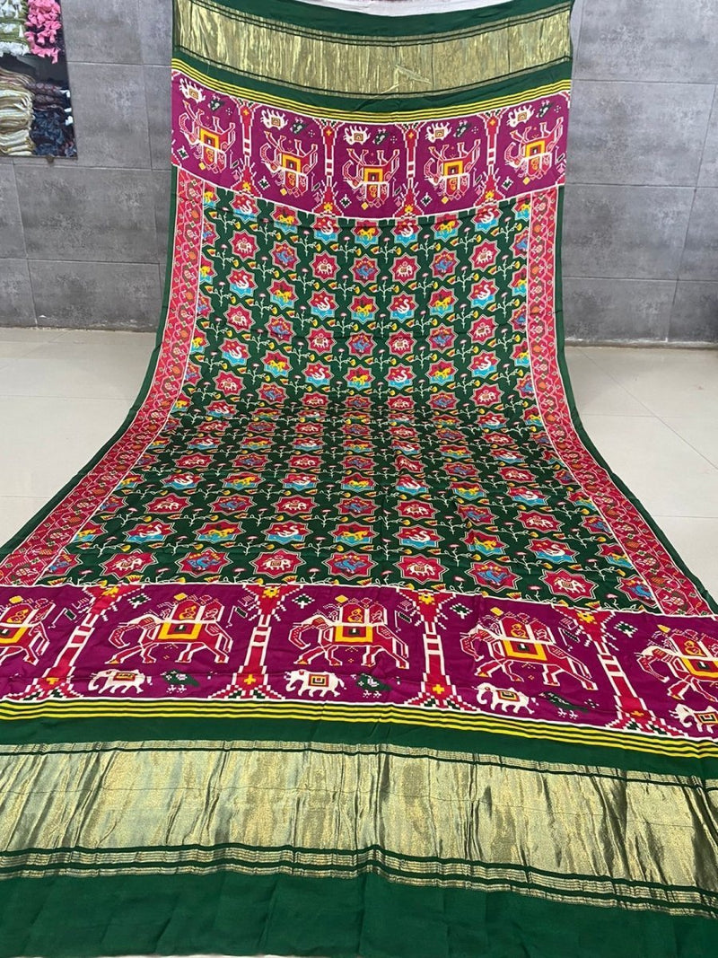 Pure Silk Patola Print Dupatta with Silk Tissue Pallu - Leheriya