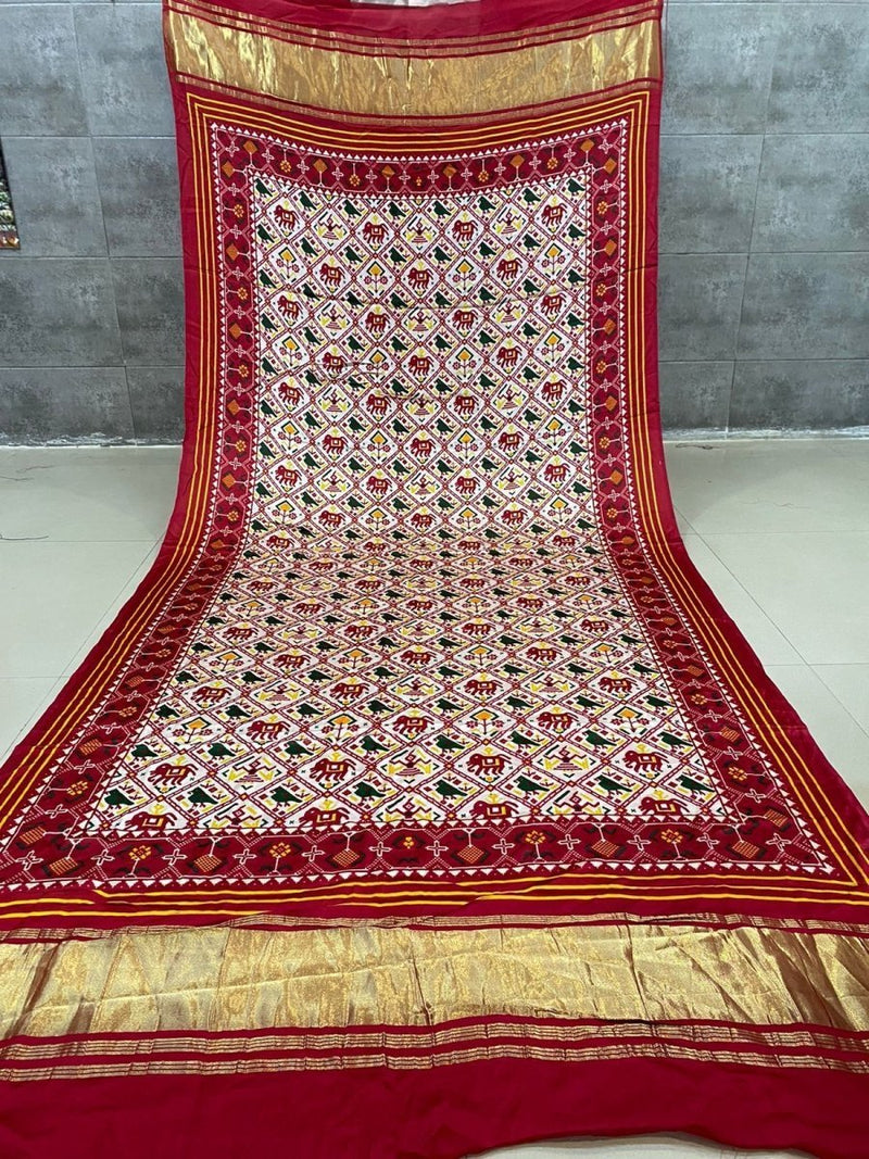 Pure Silk Patola Print Dupatta with Silk Tissue Pallu - Ready to Dispatch - Leheriya