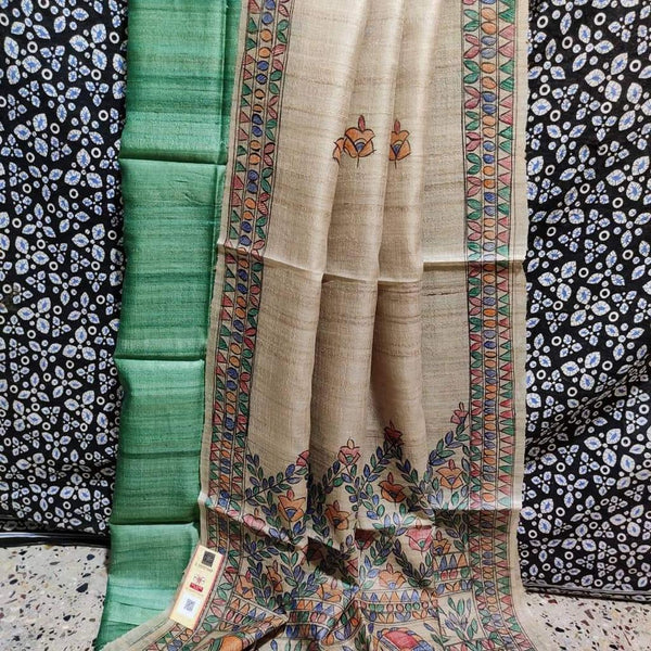 Pure Tussar Ghicha Madhubani 2pc Salwar Suit Material - Leheriya