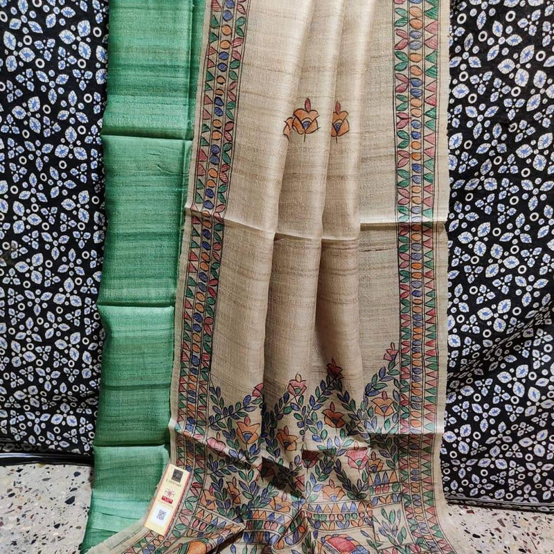 Pure Tussar Ghicha Madhubani 2pc Salwar Suit Material - Leheriya