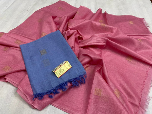 Pure Tussar Silk Three Piece Salwar Suit Material - Leheriya