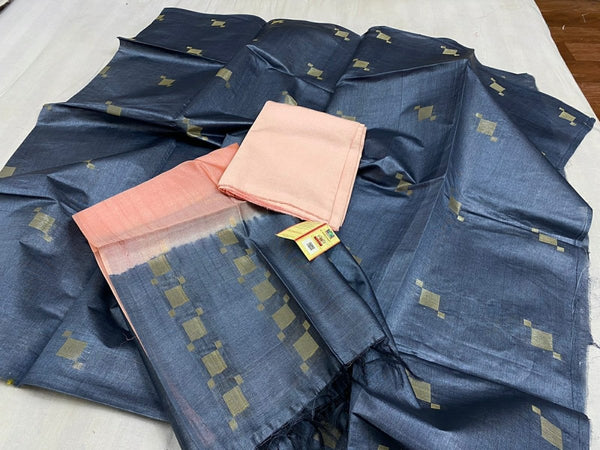 Pure Tussar Silk Three Piece Salwar Suit Material - Leheriya