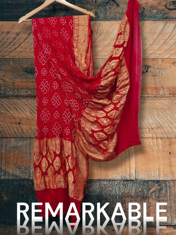 Rai Dani Bandhani Dupatta | Red | - Leheriya