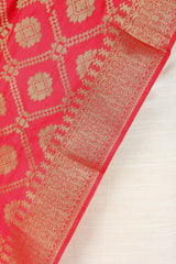 Red Banarasi Dupatta with Golden Zari Work - Leheriya