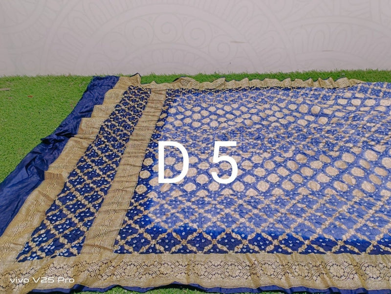 Semi Kanjivaram Silk Bandhani Gharchola Dupatta - Leheriya