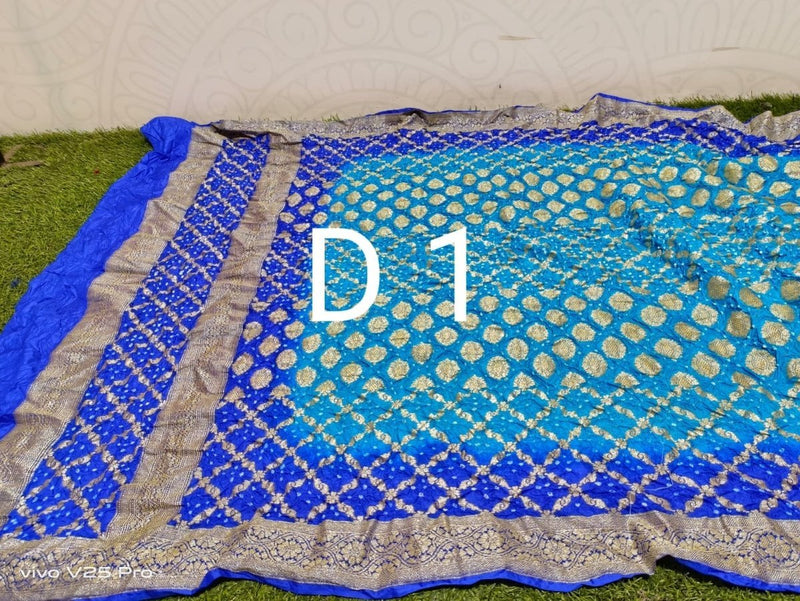 Semi Kanjivaram Silk Bandhani Gharchola Dupatta - Leheriya