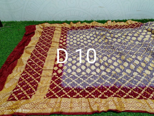 Semi Kanjivaram Silk Bandhani Gharchola Dupatta - Leheriya