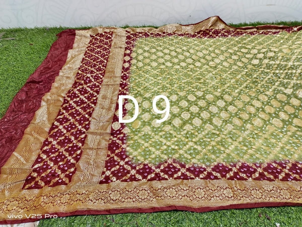 Semi Kanjivaram Silk Bandhani Gharchola Dupatta - Leheriya