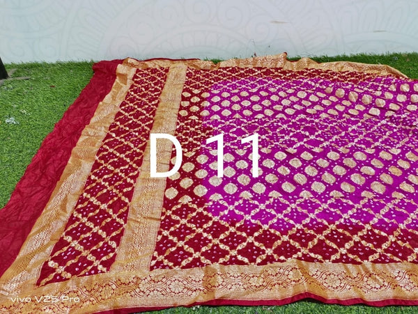 Semi Kanjivaram Silk Bandhani Gharchola Dupatta - Leheriya