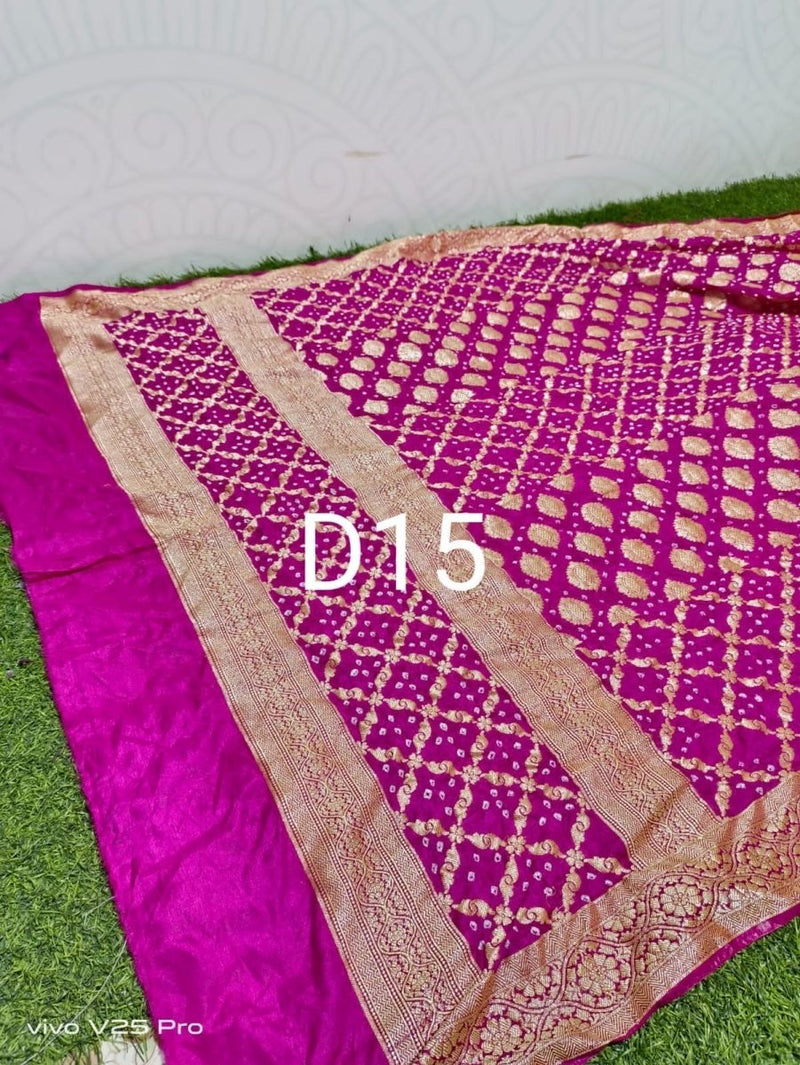 Semi Kanjivaram Silk Bandhani Gharchola Dupatta - Leheriya