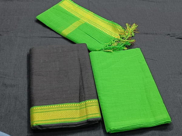 South Cotton Mangalgiri Salwar Suit with Nizam Border - Leheriya