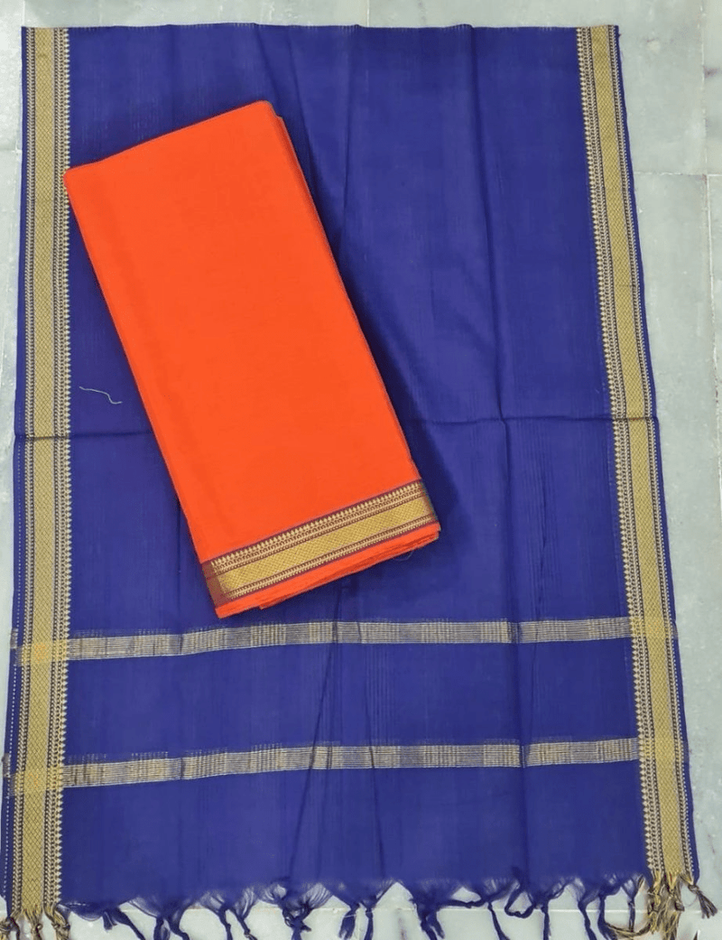 South Cotton Mangalgiri Salwar Suit with Nizam Border - Leheriya