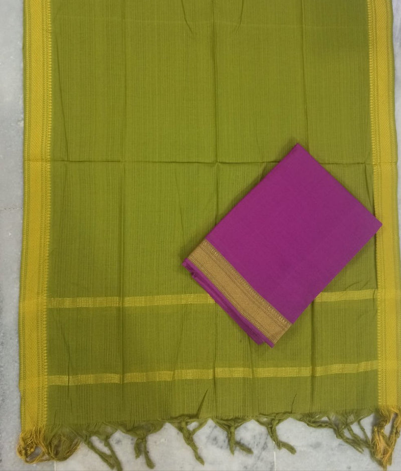 South Cotton Mangalgiri Salwar Suit with Nizam Border Ready to Dispatch - Leheriya