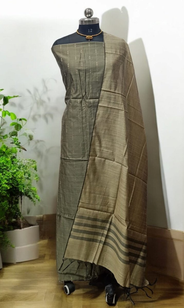 South Cotton Silk Handloom Unstitched Dress Material - Leheriya