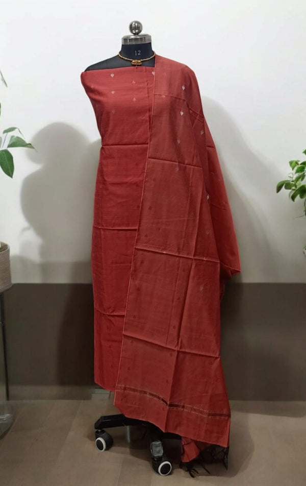 South Cotton Silk Handloom Unstitched Dress Material - Leheriya