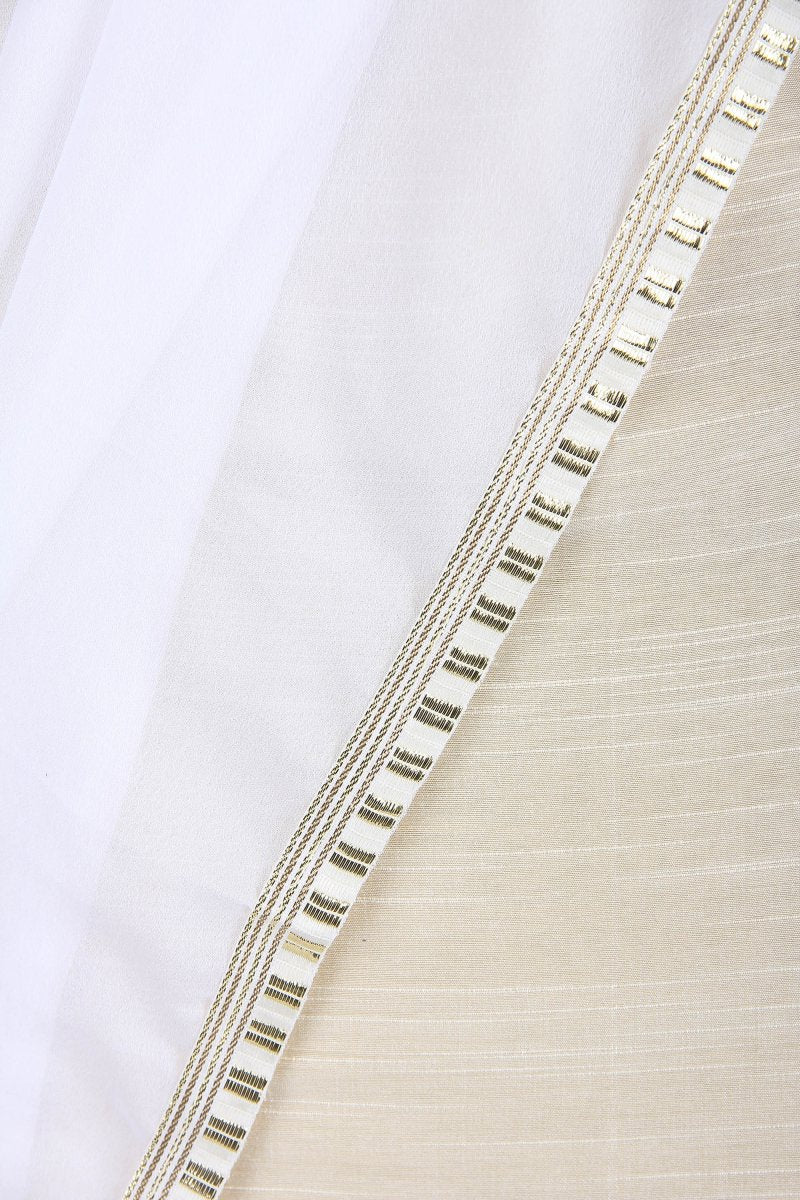 White dyeable Plain Chinnon Dupatta with Lace Border - Leheriya